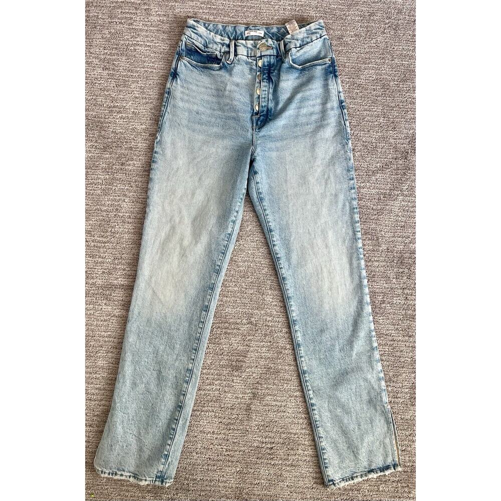 GOOD AMERICAN Good Legs Straight Jean, Peeking Button Fly, Unique, NWOT, SZ 8/29
